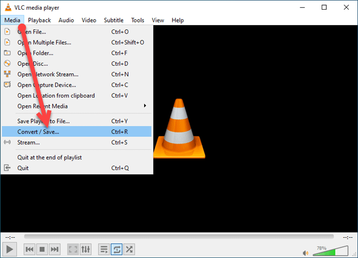 vlc convert save media