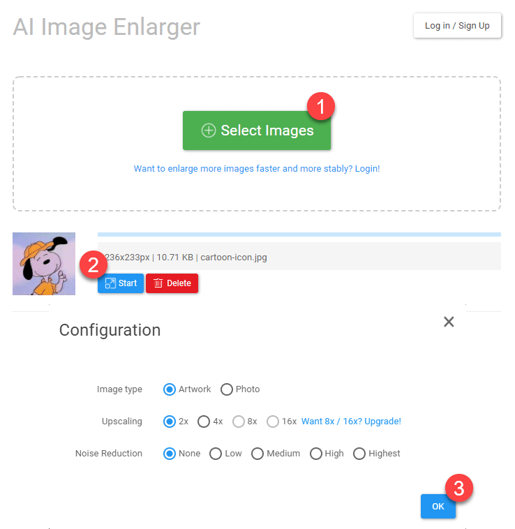 Bigjpg: AI Enlarge Images Online Free