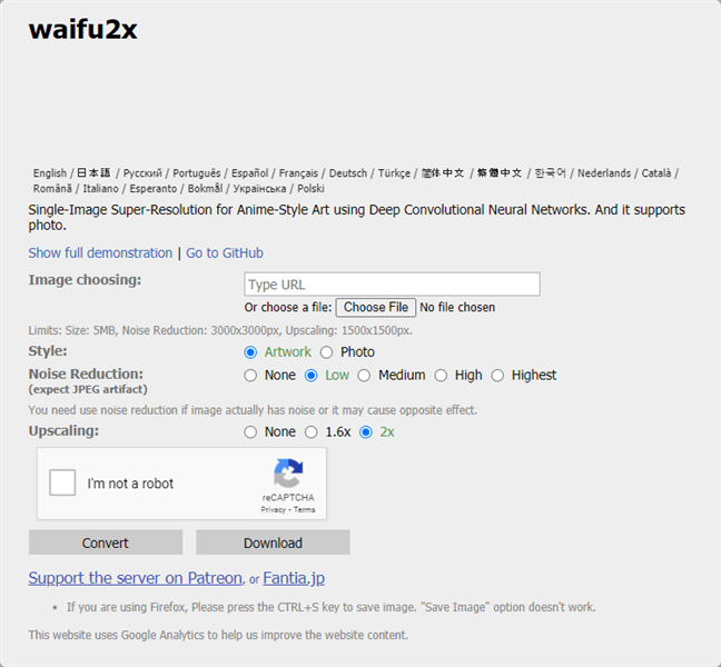 waifu2x free ai image enlarger online